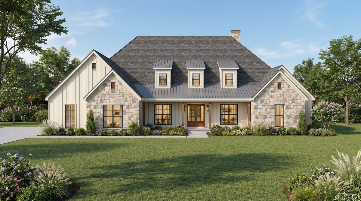 AE8401-A Farmhouse House, 4 Bedrooms, 3.5 Bathrooms | Rowan Place House Plan Exterior