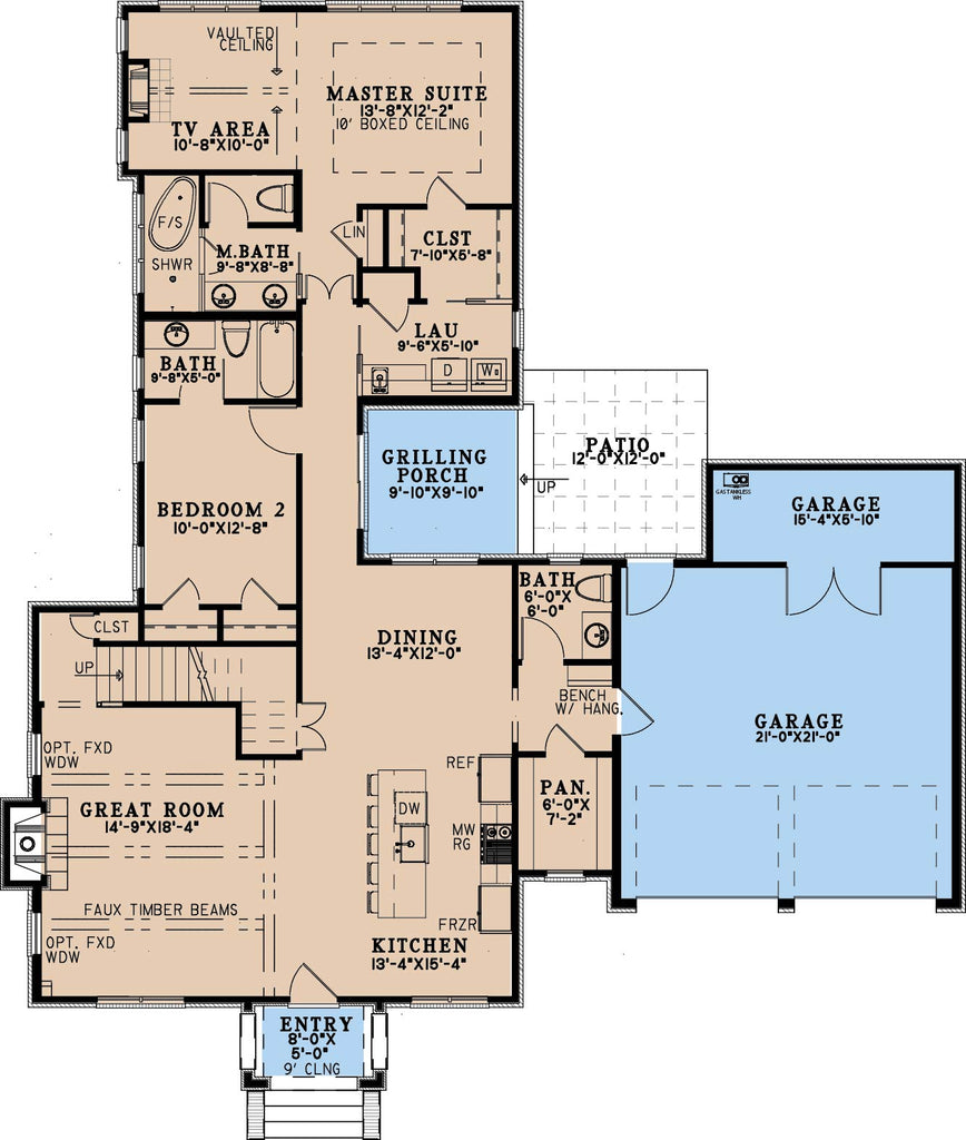 ae8092-a cottage house first floor plan, 3 bedrooms, 3.5 bathrooms | whitestone cottage house plan