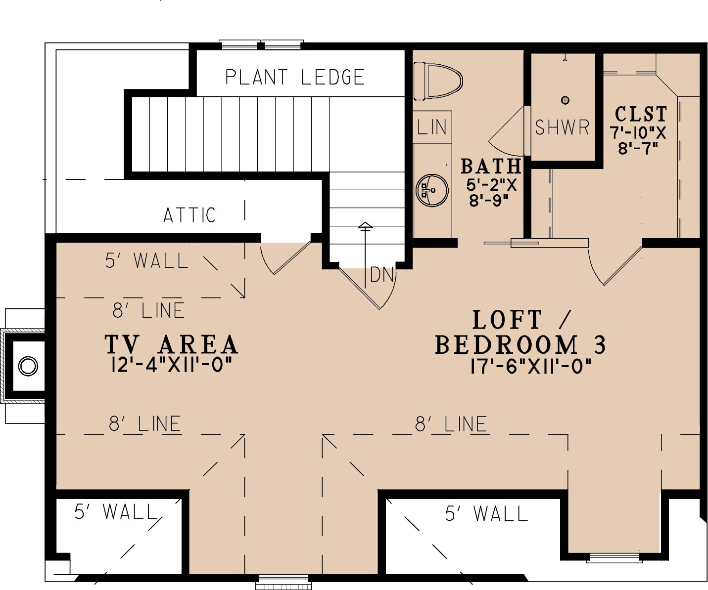 AE8092-A Cottage House Second Floor Plan, 3 Bedrooms, 3.5 Bathrooms | Whitestone Cottage House Plan