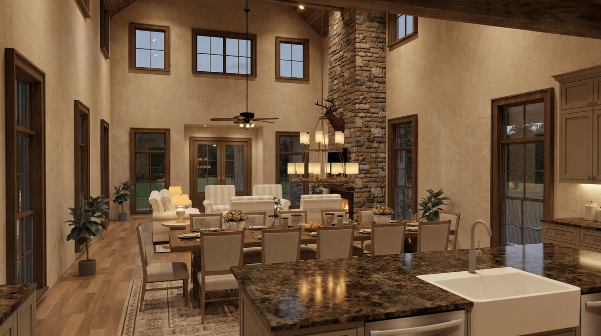 Saddle Ridge Farm House Plan | 4 Bedroom Farmhouse with Wraparound Porch & 4-Car Garage