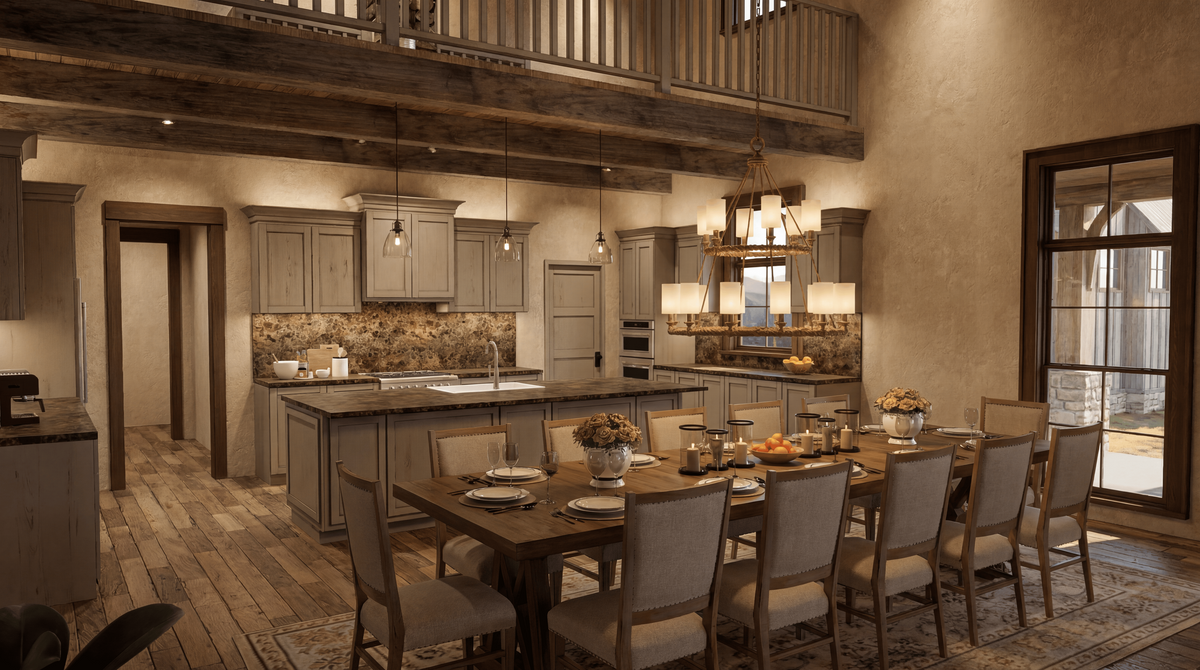 Saddle Ridge Farm House Plan | 4 Bedroom Farmhouse with Wraparound Porch & 4-Car Garage