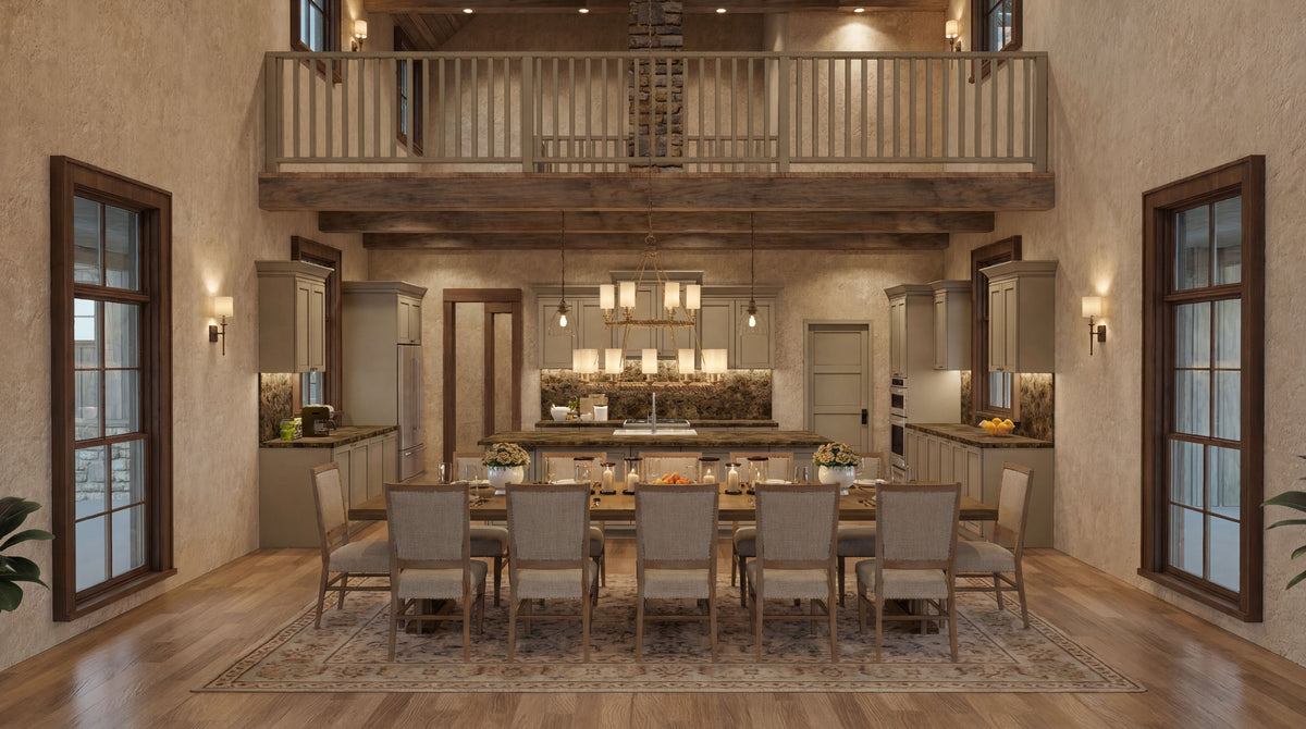 Saddle Ridge Farm House Plan | 4 Bedroom Farmhouse with Wraparound Porch & 4-Car Garage