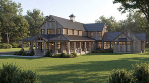 AE8389-A Farmhouse House, 4 Bedrooms, 4.5 Bathrooms | Saddle Ridge Farm House Plan Exterior-2