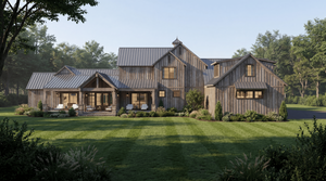 Saddle Ridge Farm House Plan | 4 Bedroom Farmhouse with Wraparound Porch & 4-Car Garage