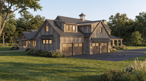 Saddle Ridge Farm House Plan | 4 Bedroom Farmhouse with Wraparound Porch & 4-Car Garage