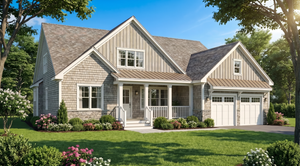 AE8395-A Farmhouse House, 3 Bedrooms, 2.5 Bathrooms | Summertime Cottage House Plan Exterior-2