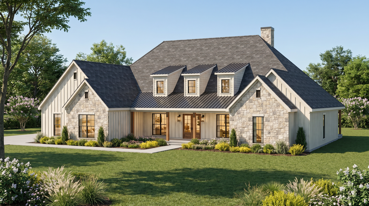 AE8401-A Farmhouse House, 4 Bedrooms, 3.5 Bathrooms | Rowan Place House Plan Exterior-3
