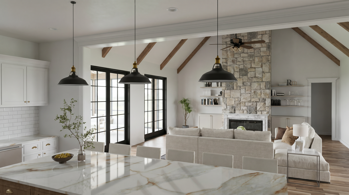 AE8401-A Farmhouse House, 4 Bedrooms, 3.5 Bathrooms | Rowan Place House Plan Kitchen
