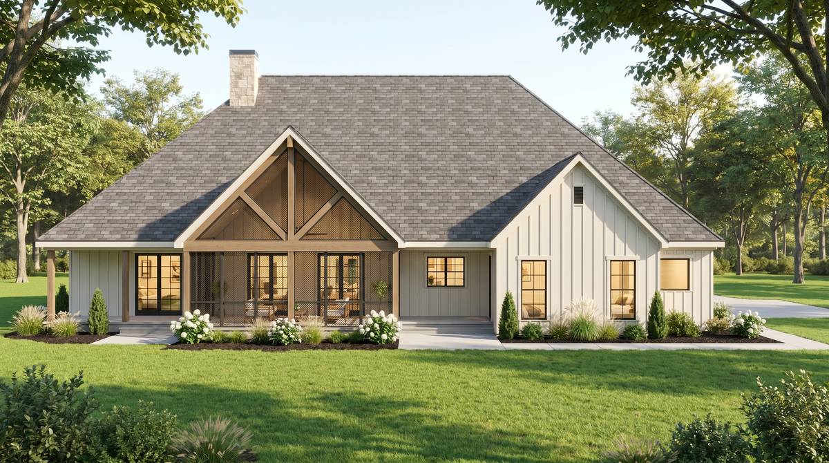 AE8401-A Farmhouse House, 4 Bedrooms, 3.5 Bathrooms | Rowan Place House Plan Exterior-4