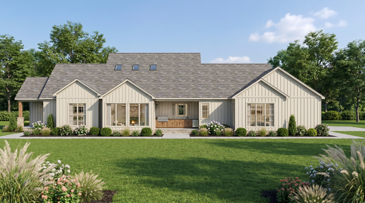 AE8404-A Farmhouse House, 4 Bedrooms, 3.5 Bathrooms | Hanover Farms House Plan Exterior-4