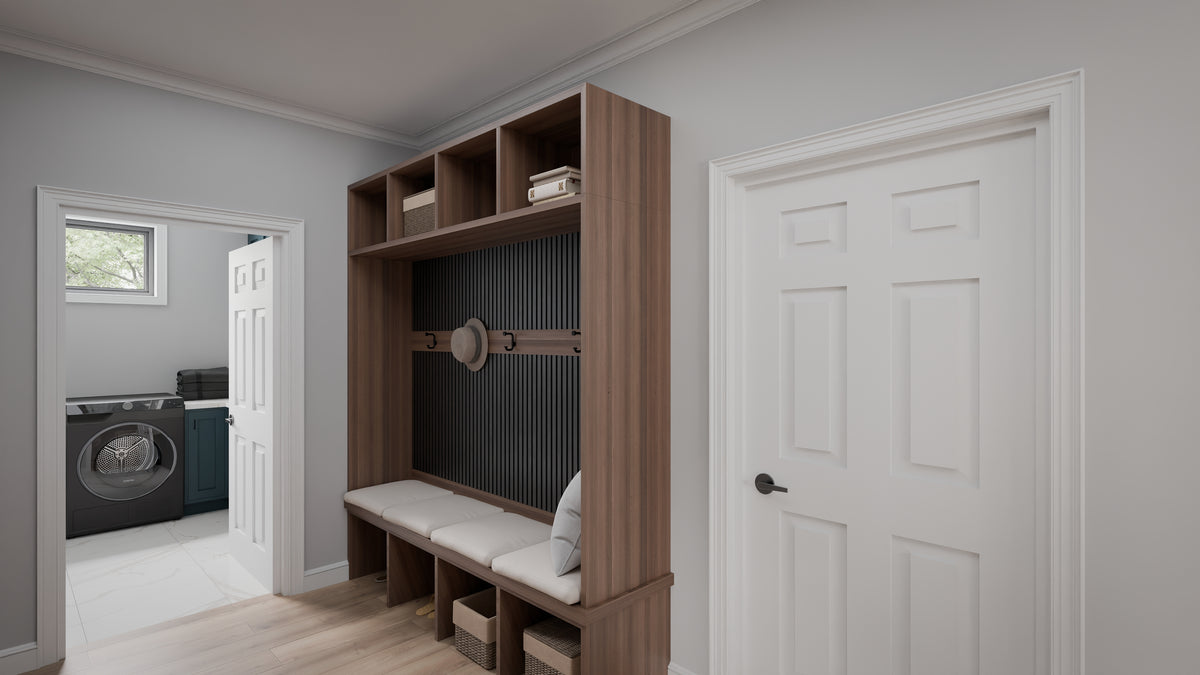 AJ7679-A Modern Farmhouse Mud Room, 4 Bedrooms, 3.5 Bathrooms | Plan 1011 