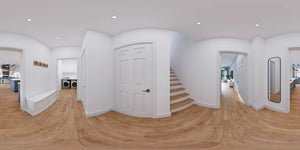 AJ7641-A Modern Transitional House Mud Room Panorama, 3 Bedrooms, 2 Bathrooms | Plan VD1065 