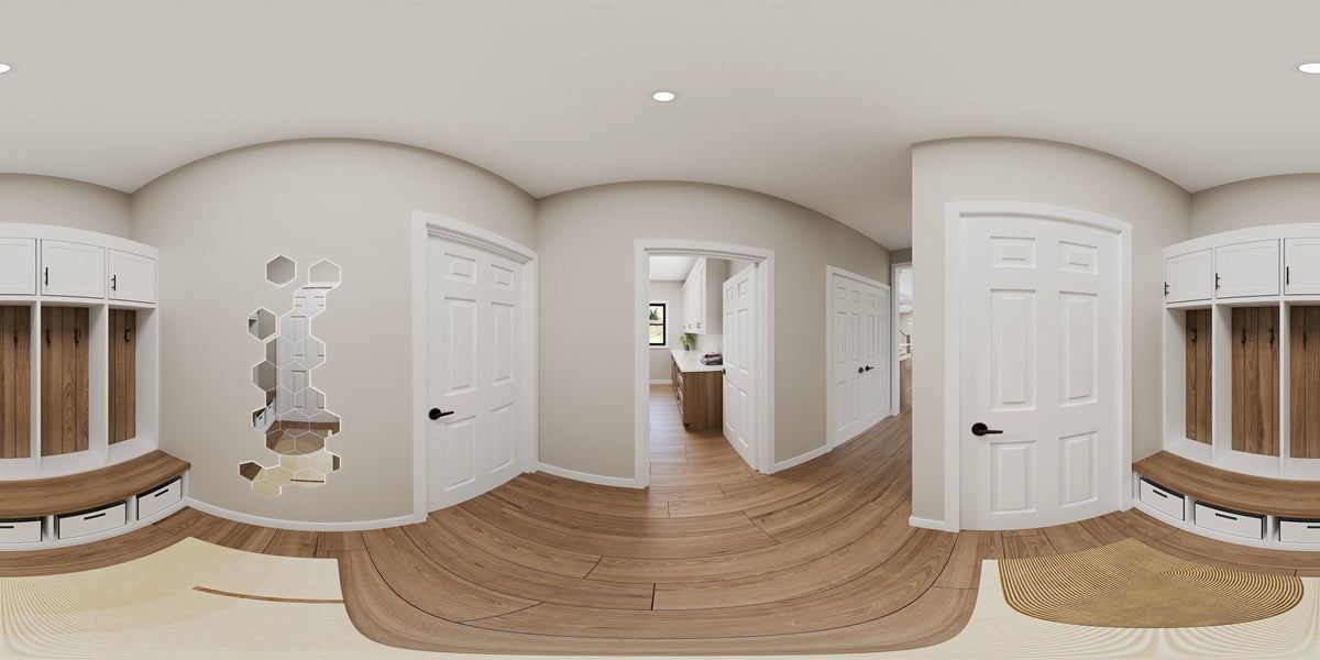 AJ7722-A Modern Farmhouse Mud Room Panorama, 4 Bedrooms, 4 Bathrooms | Plan 1062 