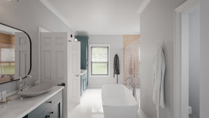 AJ7679-A Modern Farmhouse Master Bathroom, 4 Bedrooms, 3.5 Bathrooms | Plan 1011 