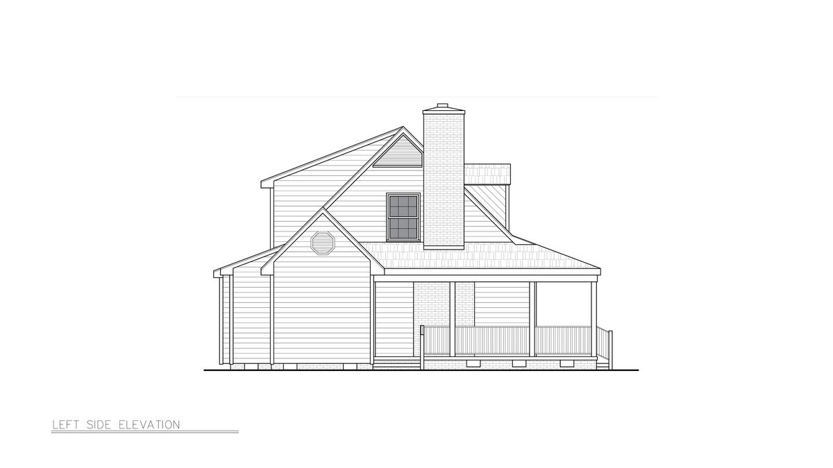 A8193-A Traditional House, 3 Bedrooms, 2 Bathrooms | Macomb House Plan Left Elevation