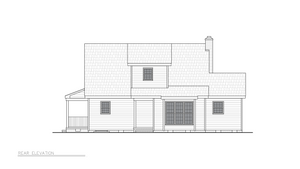 A8193-A Traditional House, 3 Bedrooms, 2 Bathrooms | Macomb House Plan Rear Elevation