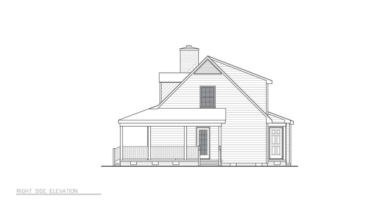 A8193-A Traditional House, 3 Bedrooms, 2 Bathrooms | Macomb House Plan Right Elevation