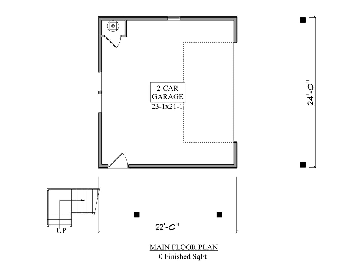 I7964-A Garage Apartment House First Floor Plan, 1 Bedroom, 1 Bathroom | The Haverton Bridge 3670 