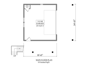 I7964-A Garage Apartment House First Floor Plan, 1 Bedroom, 1 Bathroom | The Haverton Bridge 3670 