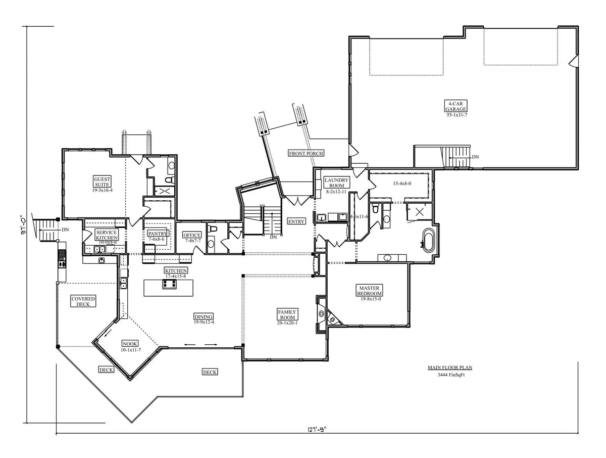 Horseshoe Road House Plan - Archival Designs House Plans, floor plan