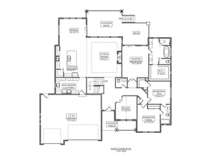 I7966-A Craftsman Ranch House First Floor Plan, 3 Bedrooms, 2.5 Bathrooms | The Hudson 3655 