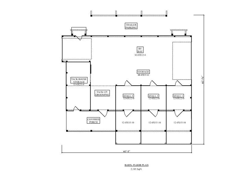 Lazy Stable Barn Garage Plan - Archival Designs House Plans