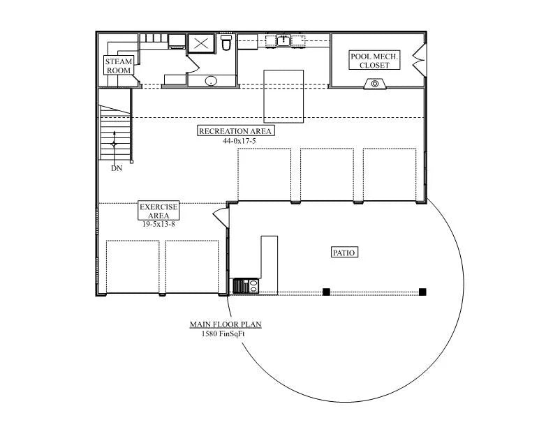 Mountain Casita Pool House Plan - Archival Designs House Plans, floor plan