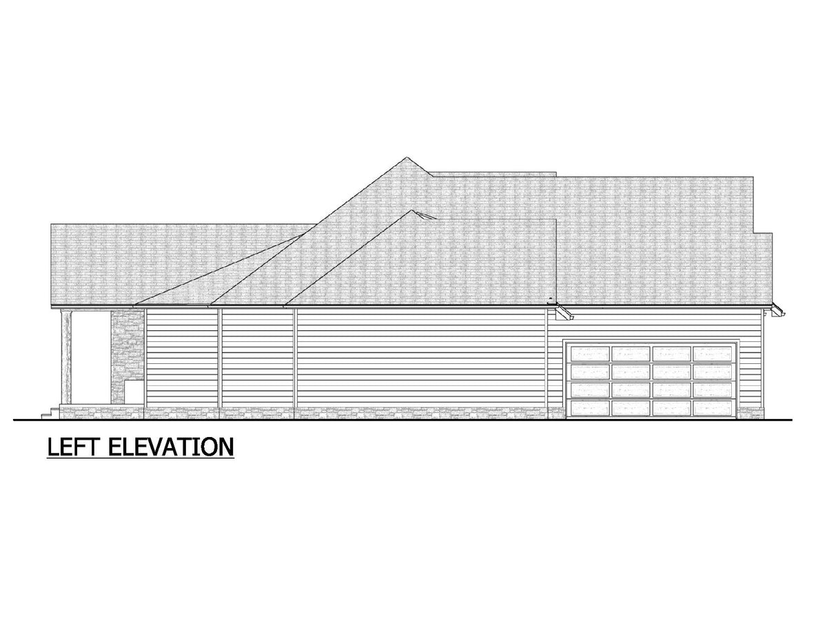AJ8342-A Modern Farmhouse, 2 to 3 Bedrooms, 3.5 Bathrooms | Plan 1071 House Plan Left Elevation
