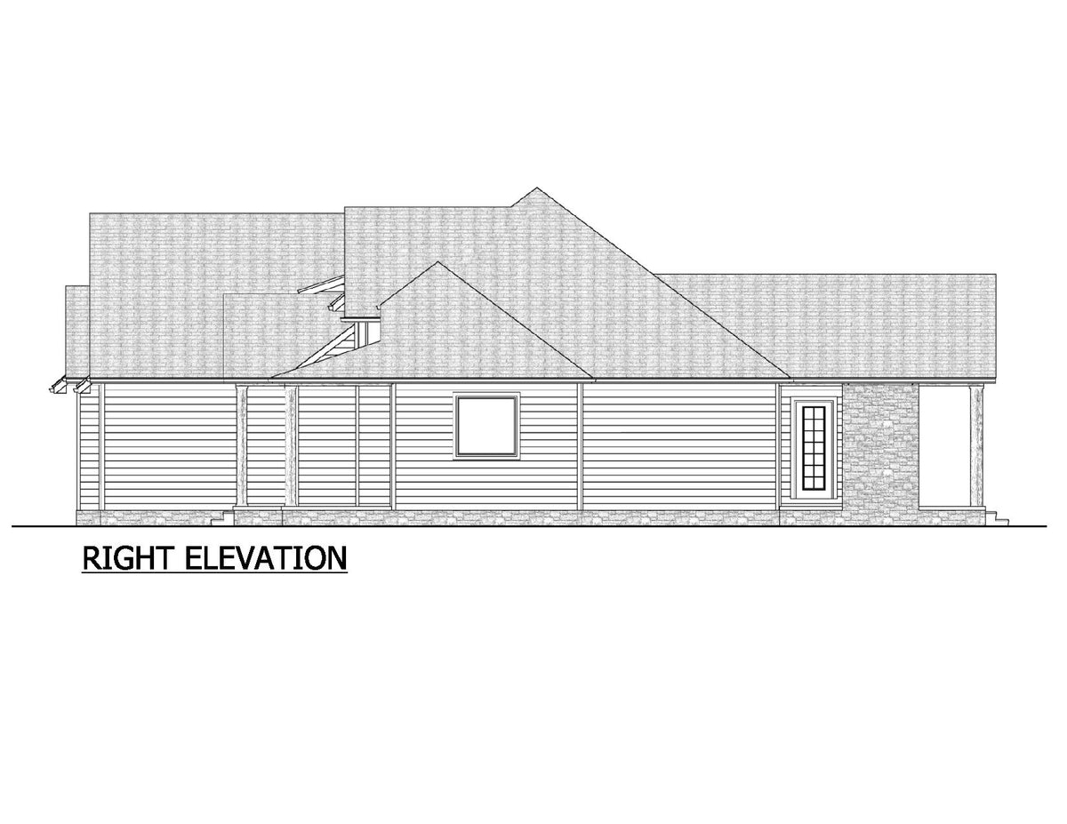 AJ8342-A Modern Farmhouse, 2 to 3 Bedrooms, 3.5 Bathrooms | Plan 1071 House Plan Right Elevation