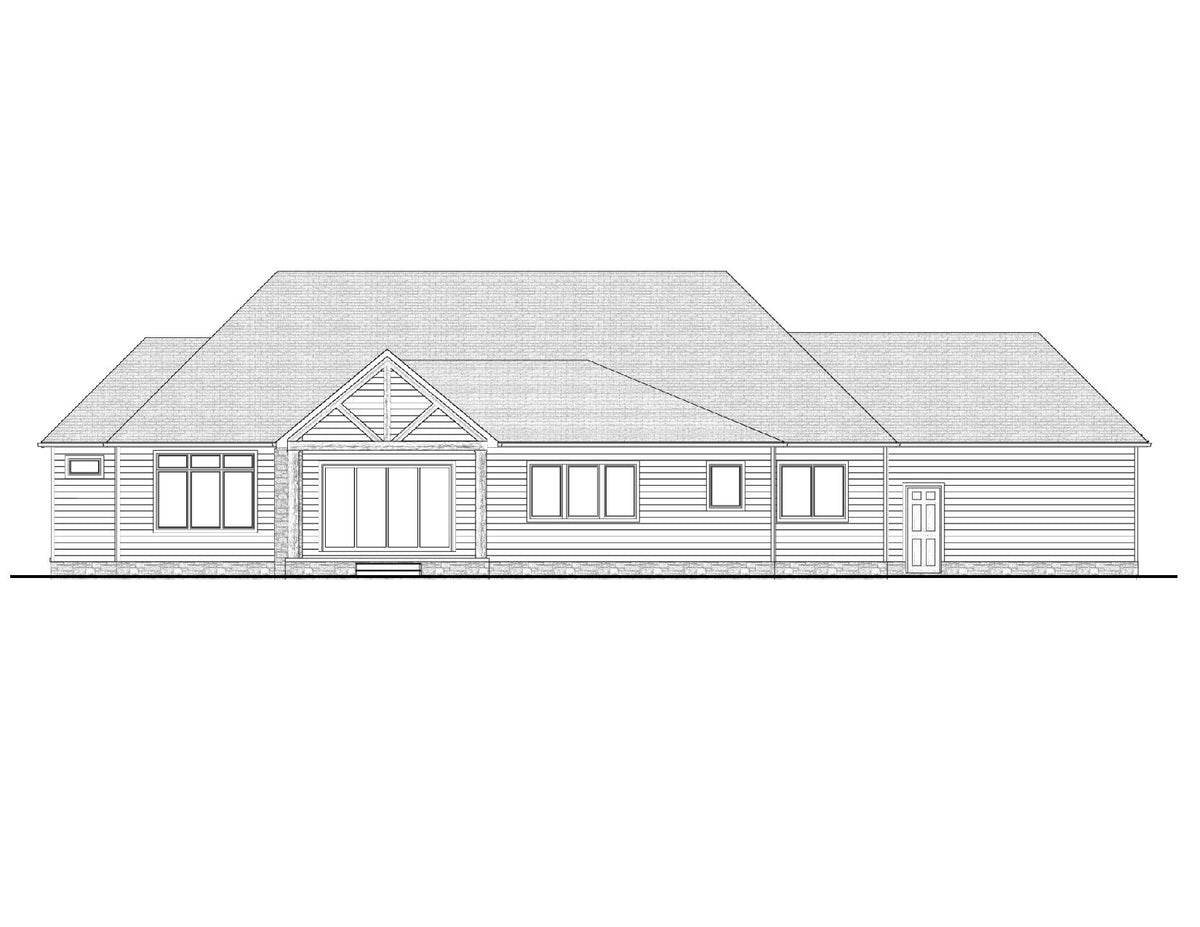 AJ8342-A Modern Farmhouse, 2 to 3 Bedrooms, 3.5 Bathrooms | Plan 1071 House Plan Rear Elevation