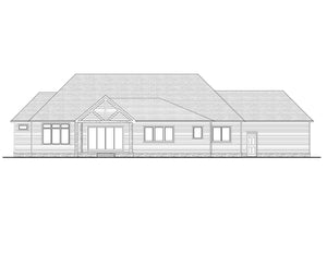 AJ8342-A Modern Farmhouse, 2 to 3 Bedrooms, 3.5 Bathrooms | Plan 1071 House Plan Rear Elevation