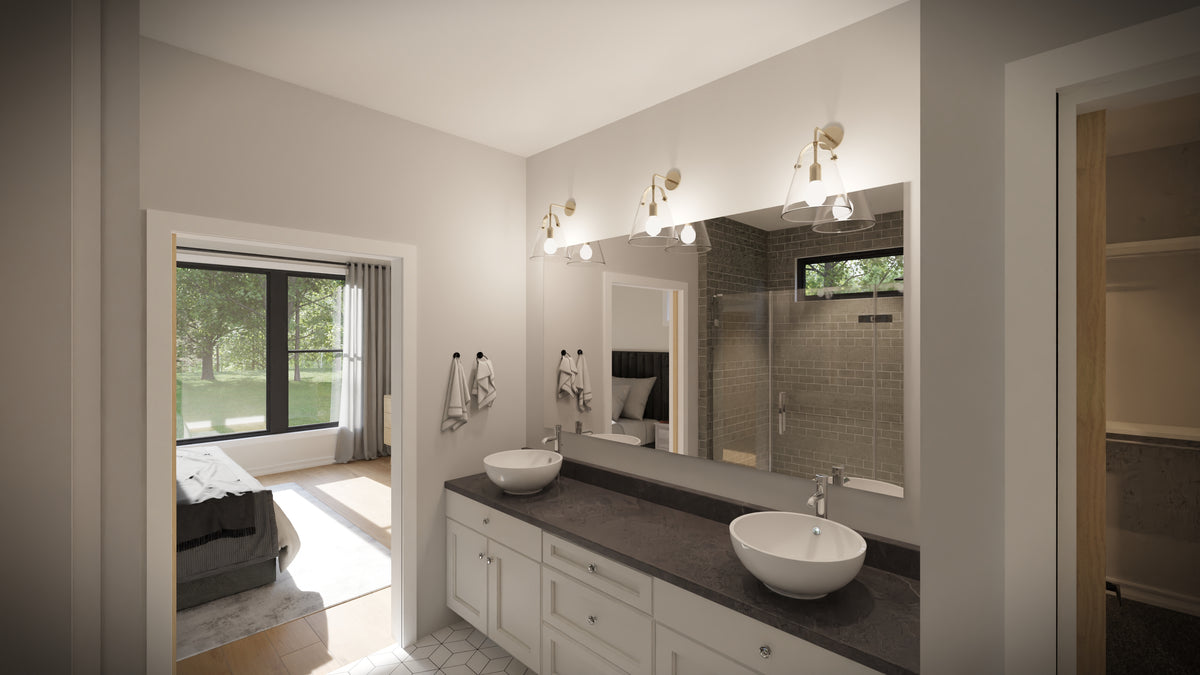 AJ7697-A Modern Farmhouse Master Vanity, 3 Bedrooms, 2.5 Bathrooms | Plan 1040 