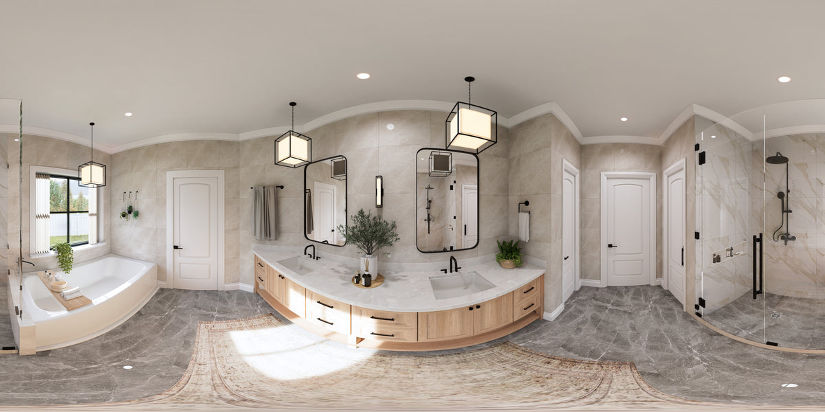 A7687-A Transitional House Master Bathroom Panorama, 3 Bedrooms, 3.5 Bathrooms | Whitemoore B House Plan