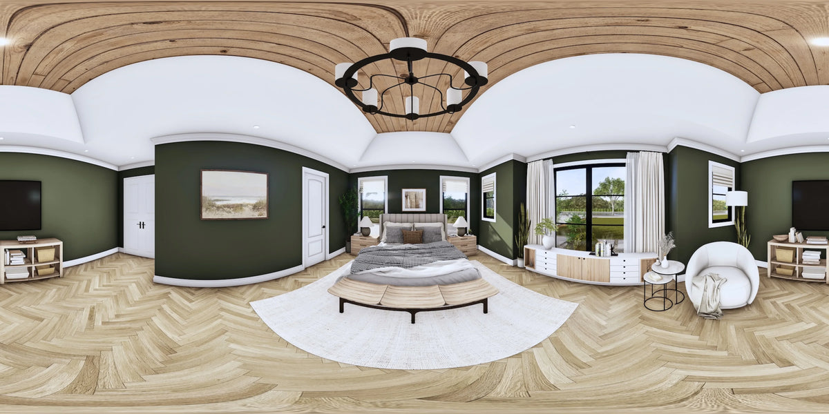 A7571-A Modern House Master Bedroom Panorama, 3 Bedrooms, 3.5 Bathrooms | Sweet Clover House