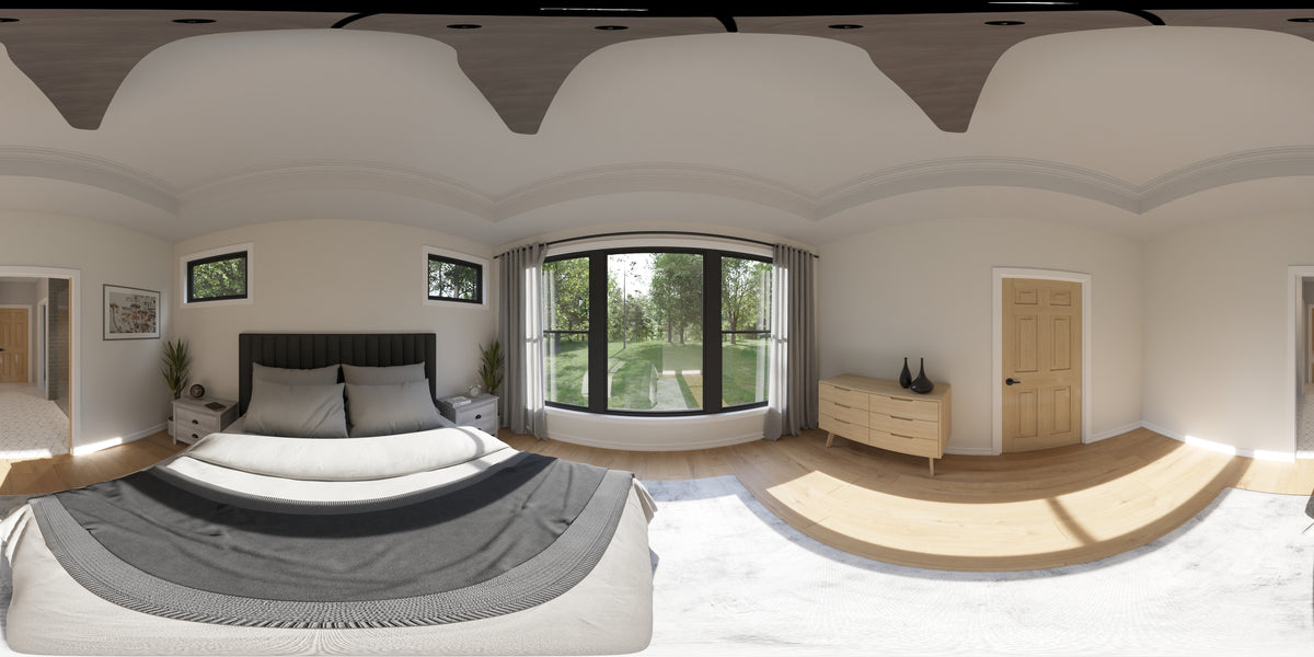 AJ7697-A Modern Farmhouse Master Bedroom Panorama, 3 Bedrooms, 2.5 Bathrooms | Plan 1040 