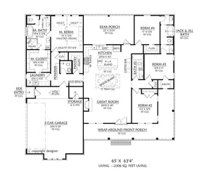 C8242-A Modern Farmhouse Floor Plan, 4 Bedrooms, 3.5 Bathrooms | Mayfield House Plan 