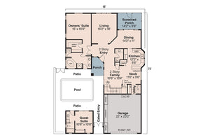 AM7242-A Coronado House Floor Plan  4 Bedrooms, 3.5 Baths