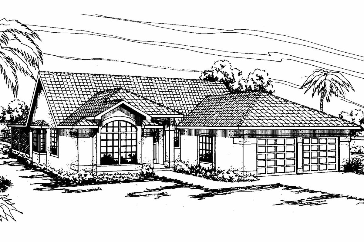 AM8270-A Mediterranean House, 4 Bedrooms, 2 Bathrooms | Alessandro House Plan 