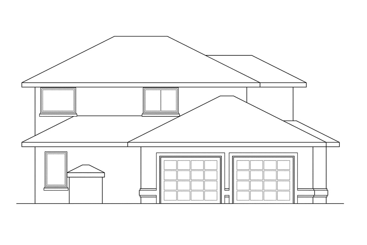 AM8272-A Southwestern House, 4 Bedrooms, 3 Bathrooms | Augusta House Plan Left Elevation