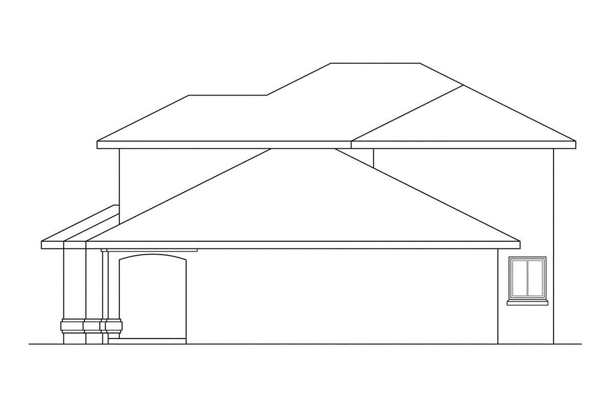 AM8272-A Southwestern House, 4 Bedrooms, 3 Bathrooms | Augusta House Plan Right Elevation