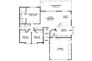 AM7788-A Southwestern House First Floor Plan, 3 Bedrooms, 2 Bathrooms | 11-031 Camille 
