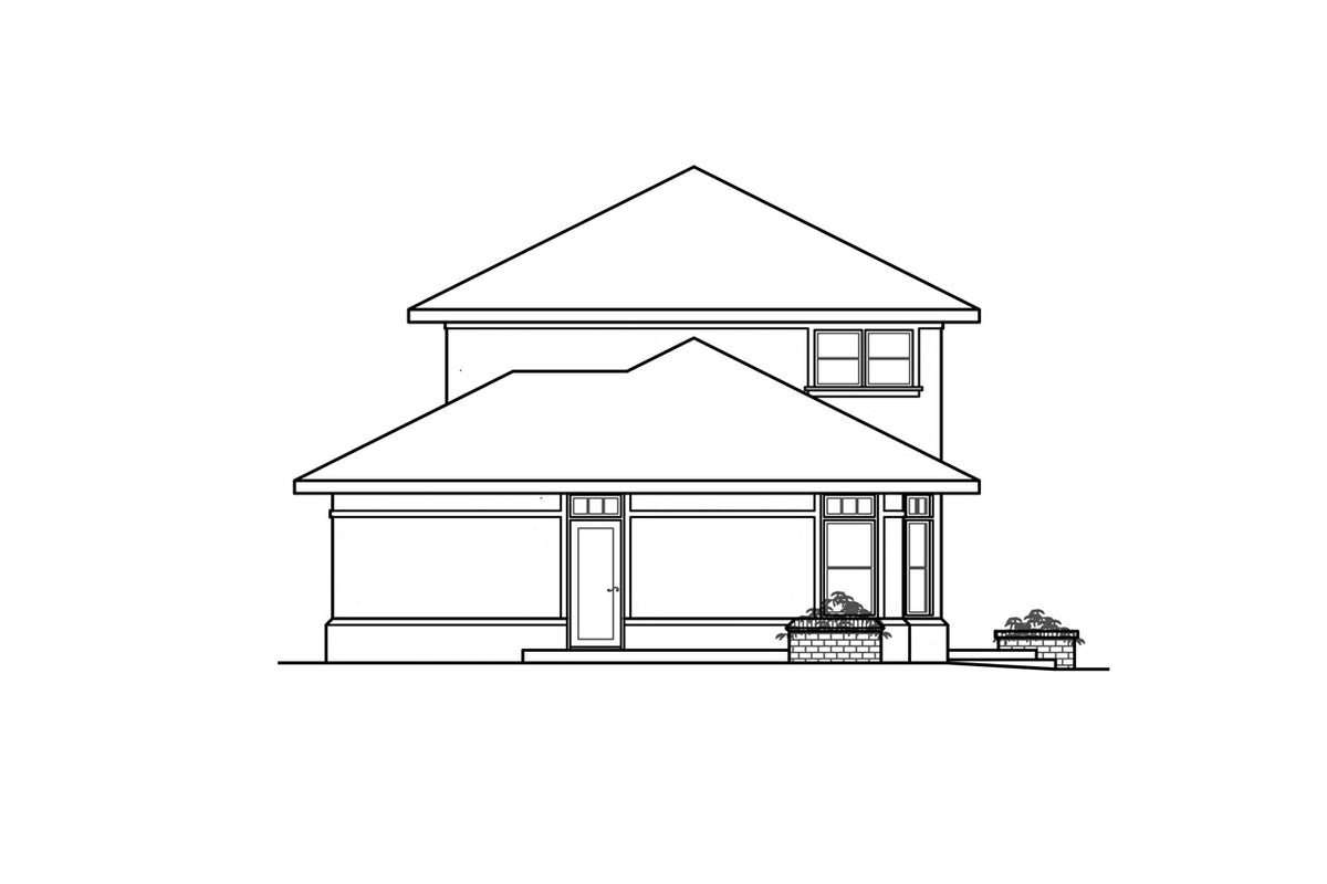 AM8105-A Southwestern House, 4 Bedrooms, 4 Bathrooms | Estefan House Plan Right Elevation