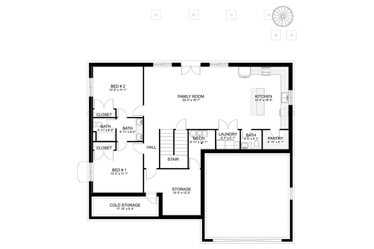 AO8492-A Modern Craftsman House, 5 Bedrooms, 3.5 Bathrooms | Mijas House Plan Basement Floor Plan