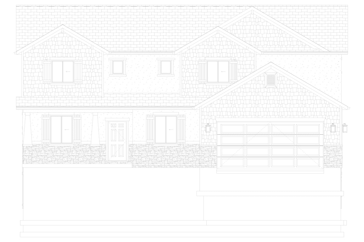 AO8492-A Modern Craftsman House, 5 Bedrooms, 3.5 Bathrooms | Mijas House Plan Front Elevation