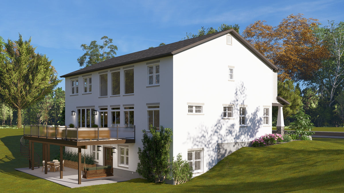 AO8492-A Modern Craftsman House, 5 Bedrooms, 3.5 Bathrooms | Mijas House Plan Exterior-5