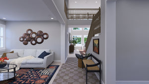 AO8492-A Modern Craftsman House, 5 Bedrooms, 3.5 Bathrooms | Mijas House Plan Living Room