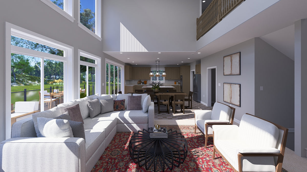 AO8492-A Modern Craftsman House, 5 Bedrooms, 3.5 Bathrooms | Mijas House Plan Great Room