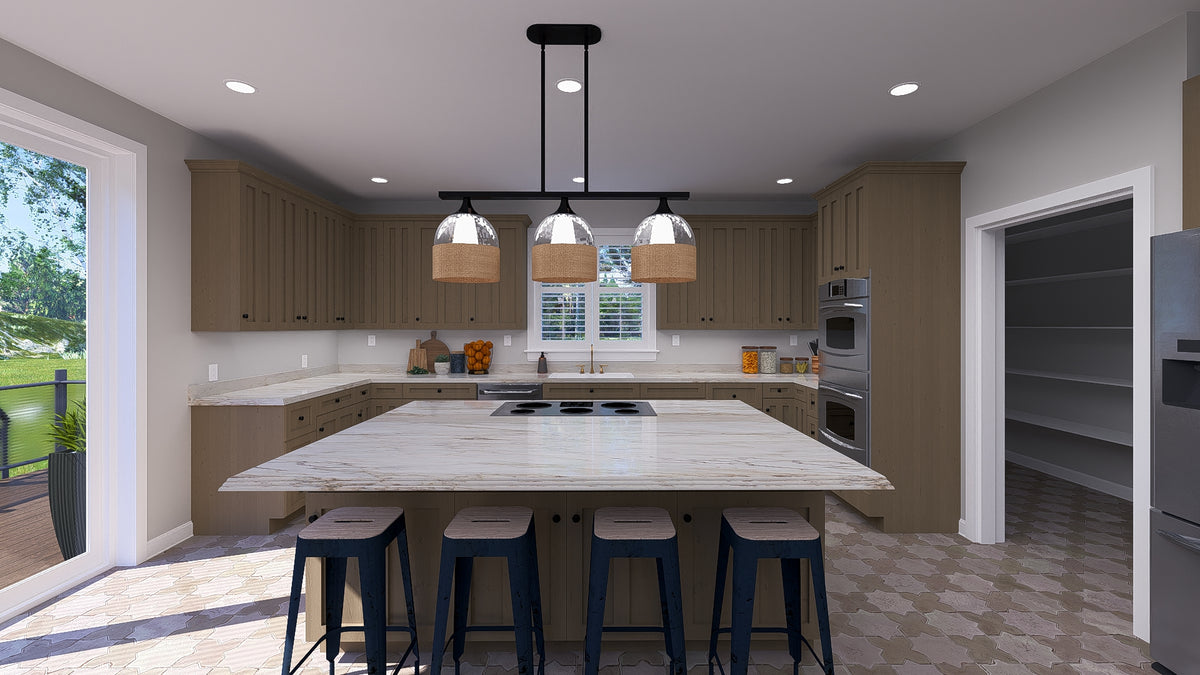AO8492-A Modern Craftsman House, 5 Bedrooms, 3.5 Bathrooms | Mijas House Plan Kitchen