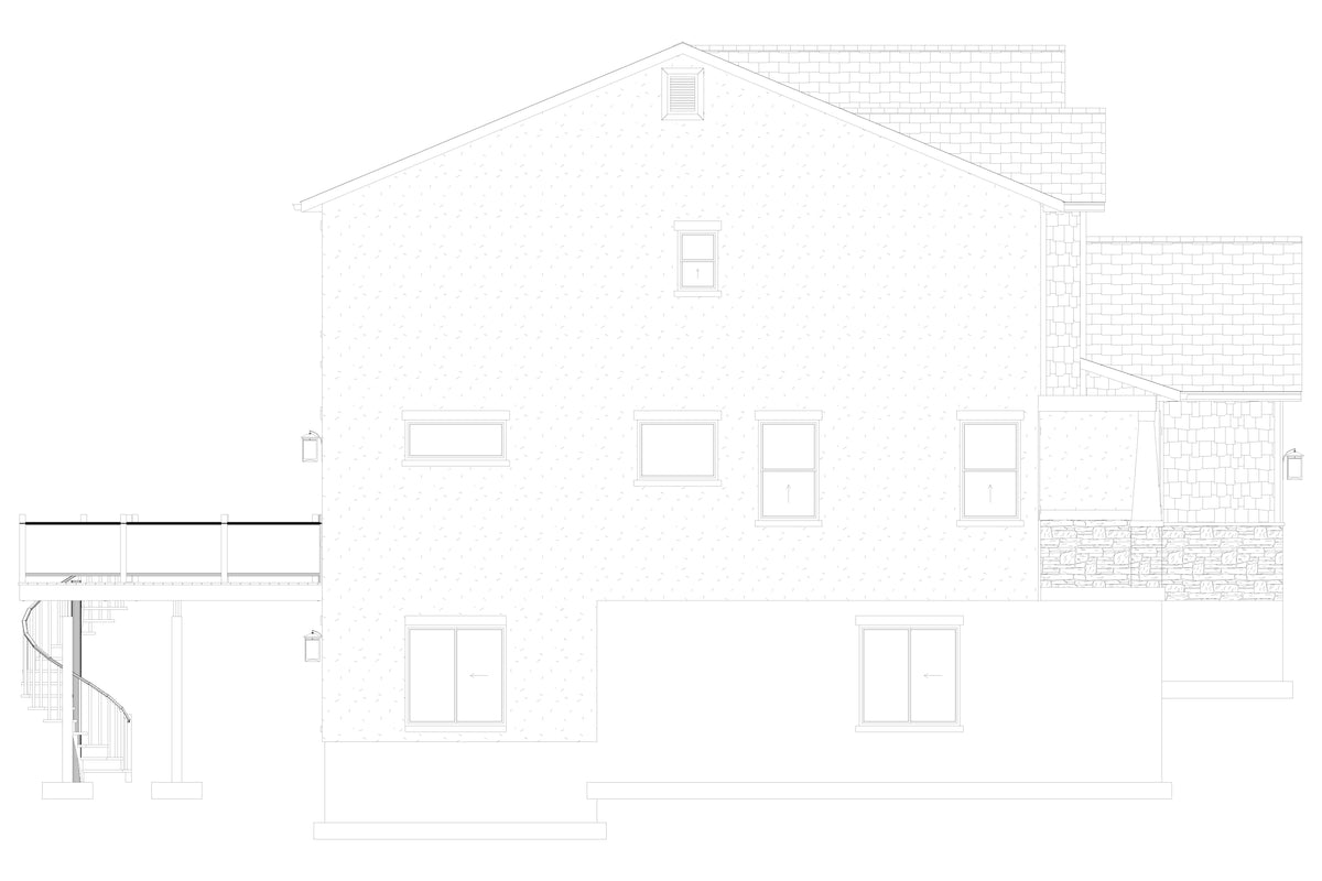 AO8492-A Modern Craftsman House, 5 Bedrooms, 3.5 Bathrooms | Mijas House Plan Left Elevation