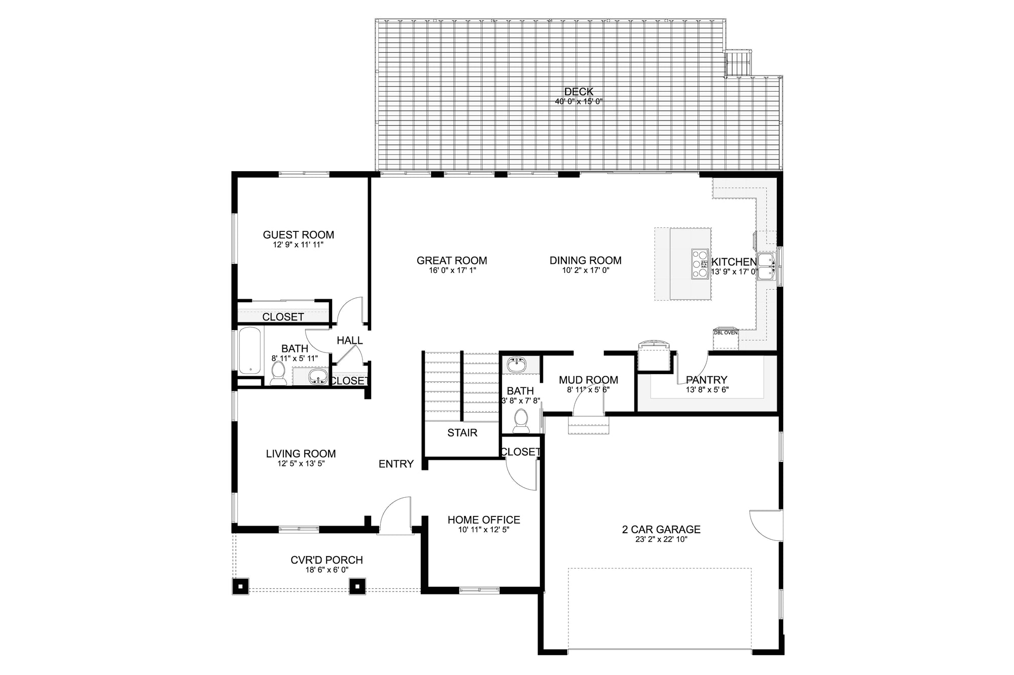 AO8492-A Modern Craftsman House, 5 Bedrooms, 3.5 Bathrooms | Mijas House Plan First Floor Plan